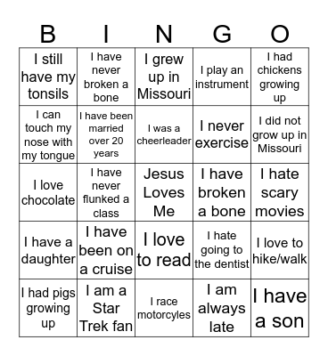 Church In Action Bingo Card