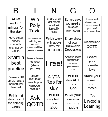 Halloween Bingo Card