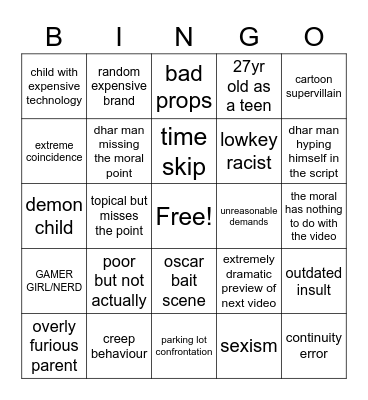 Dhar Mann Bingo Card