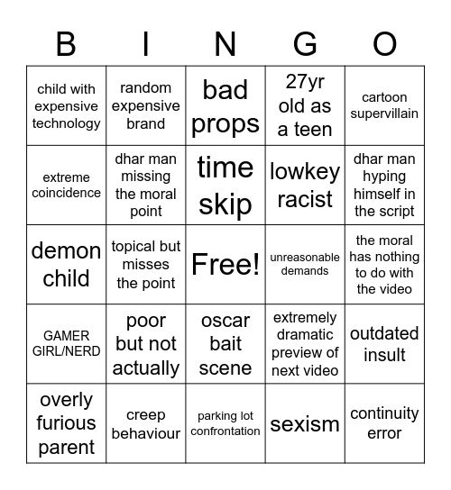 Dhar Mann Bingo Card