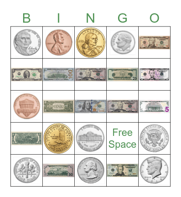 MONEY BINGO Card