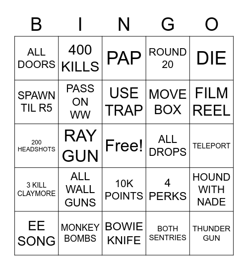 Kino Bingo Card