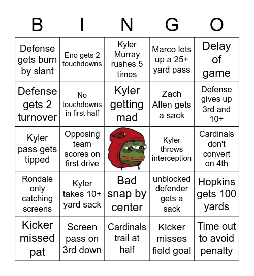 Arizona Cardinals Bingo Card