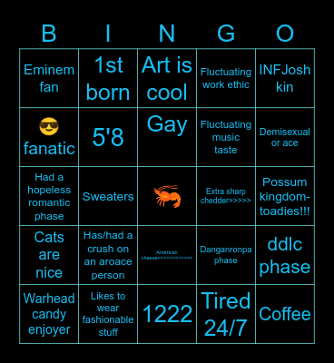 How similar are you to me? Bingo Card