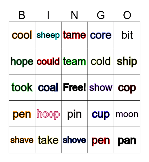 Short and Long Vowel Sounds -2 Bingo Card