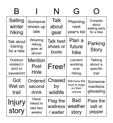 SMLS DinnerBest Bingo Card