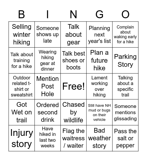 SMLS DinnerBest Bingo Card