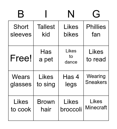 Someone Who . . . Bingo Card