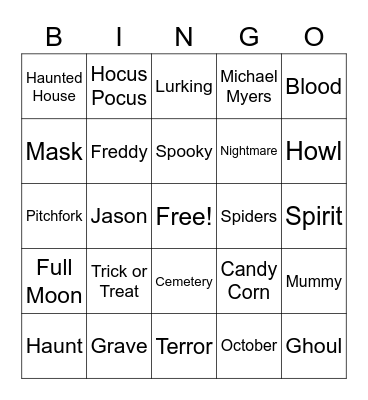 Diversity Fleet's Halloween Bingo Card