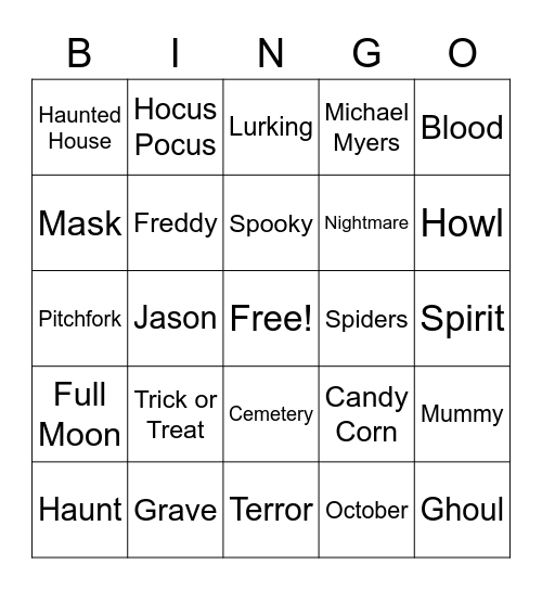 Diversity Fleet's Halloween Bingo Card