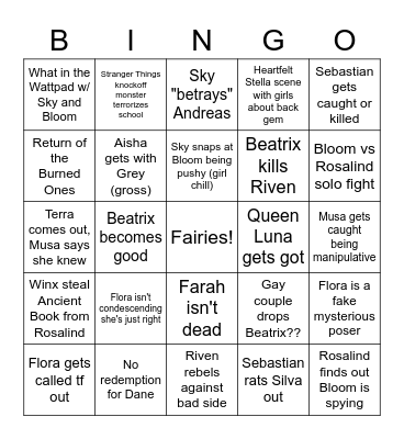 Winx Bingo Card