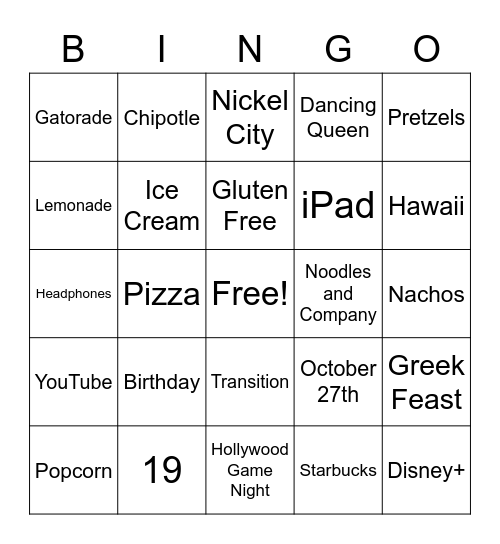 Happy Birthday Zachary!!! Bingo Card