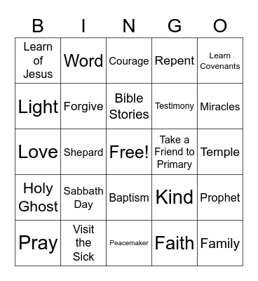 Bible Bingo Card