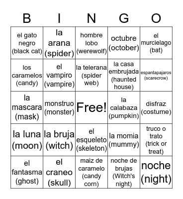 Halloween Bingo Card