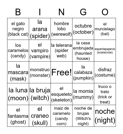 Halloween Bingo Card