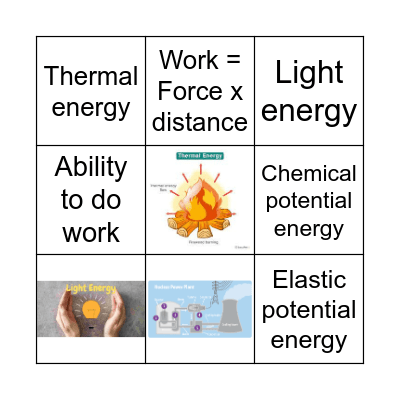 Year 8 - Energy - Game 1 Bingo Card