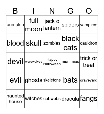 Team 4 Spooky Bingo Card