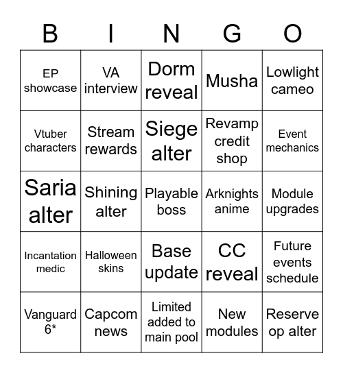 3.5 stream predictions Bingo Card