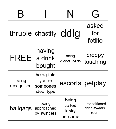 FETISH BALL Bingo Card