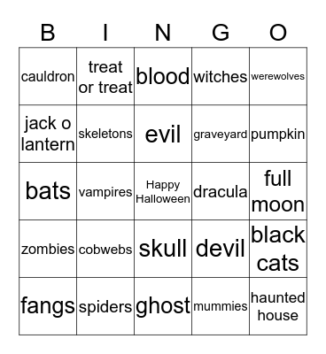 Team 4 Spooky Bingo Card