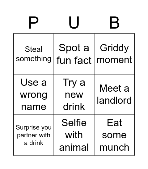 Caerleon Cruise Bingo Card