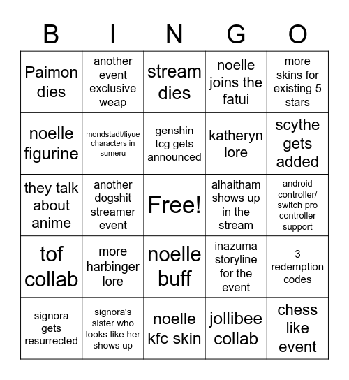 another card Bingo Card