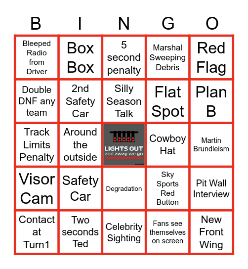 2022 United States/Austin Grand Prix Bingo Card