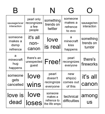 Empires/Hermit Crossover Bingo Card