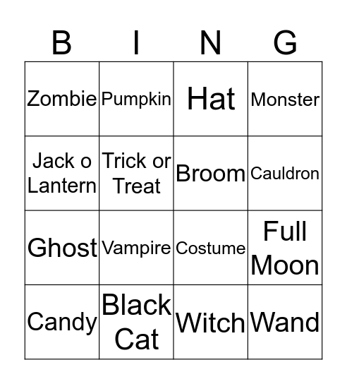 Happy Halloween Bingo Card