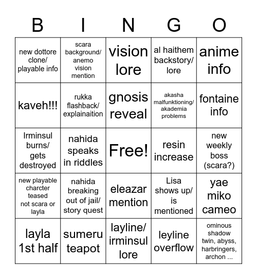 . Bingo Card