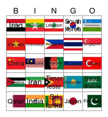 Countries flag Bingo Card