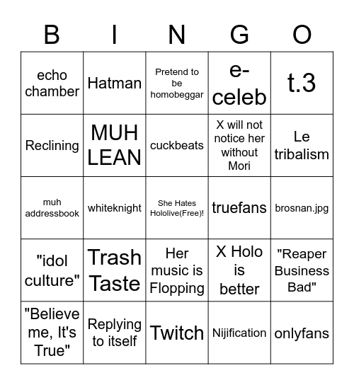 Mori Anti Bingo! Bingo Card