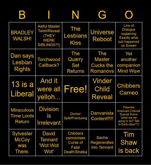 The Power of the Doctor WILDCARD Edition! Bingo Card