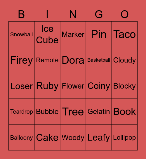 BFB Bingo Card