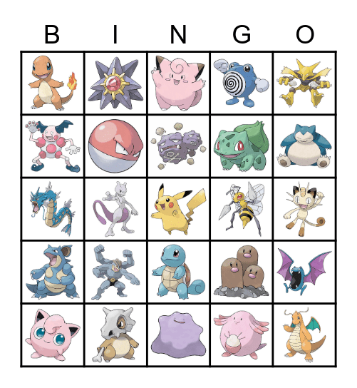 בינגו פוקימון Bingo Card