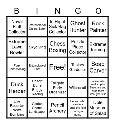 Dianna's Potential Retirement Hobbies Bingo Card