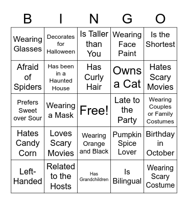Halloween Meet and Greet Bingo Card