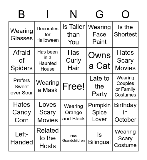 Halloween Meet and Greet Bingo Card