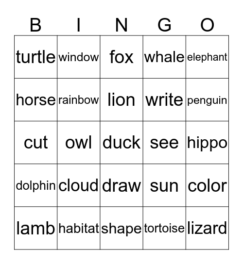 Look Out the Window Bingo Card