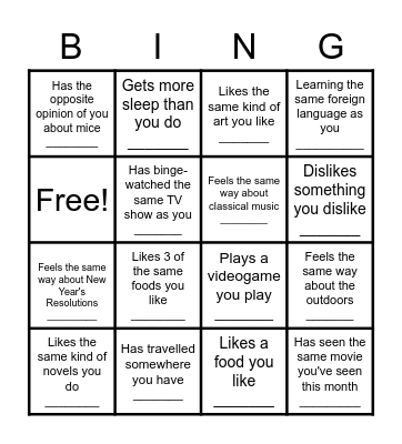 Happy Hour Bingo Card