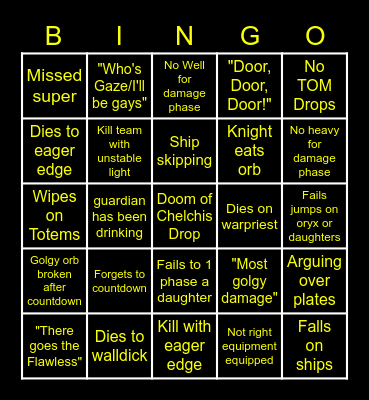 Kings Fall Bingo Card