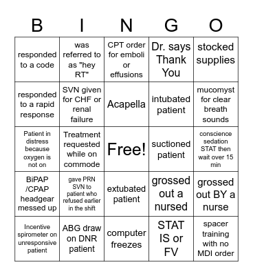 Respiratory care week bingo Card