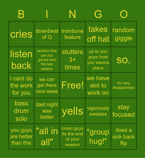 clerkin speech Bingo Card