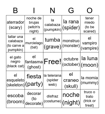 Halloween Bingo Card