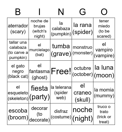 Halloween Bingo Card