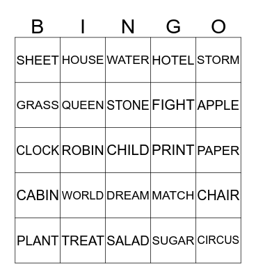 5 LETTER WORDS Bingo Card