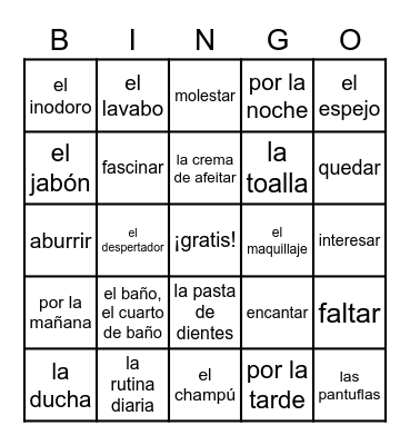 Vocabulary 7.3 Bingo Card