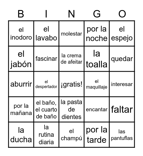 Vocabulary 7.3 Bingo Card