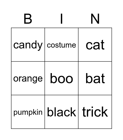 halloween Bingo Card