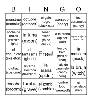 Halloween Bingo Card